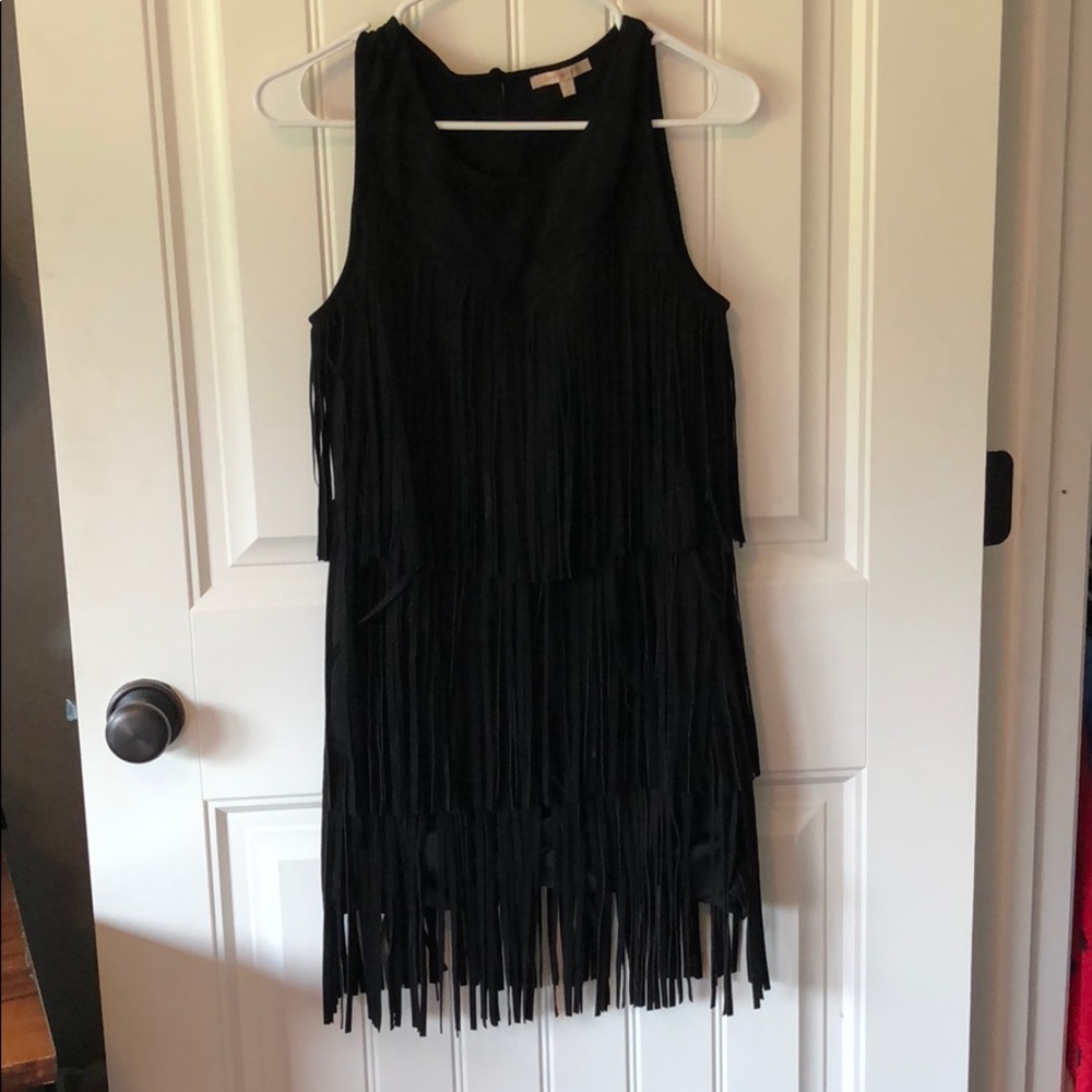 Black fringe Swede dress